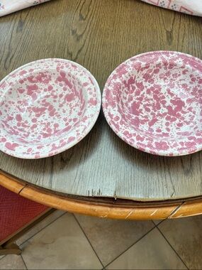 Pink Splatter Ceramic Bowls - Set of 2